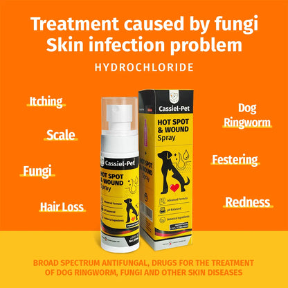 Cassiel Pet HOT SPOT&WOUND Spray,Pet Skin Sprays for Dogs&Cats-Nature Soothing Spray for Clean and Soft Skin,Reduces Itchy Scratching,Packaging Upgrade